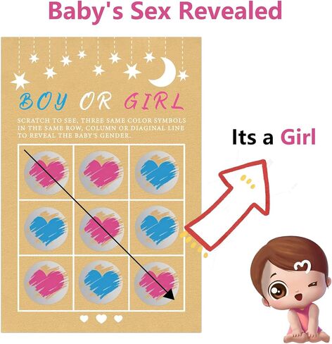 Gender Reveal Scratch Off Cards 25pcs, Its A Girl Gender Reveal Tic Tac Toe Board, Baby Reveal Ideas Party &Baby Shower Scratch off Game in Kuwait
