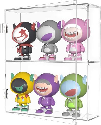 Acrylic Display Case - 2 Layer Clear Display Case for Funko Pop Action Figures - Wall Mounted or Desktop Dustproof Display Cabinet Shelf for Collectibles Mini Toys in Saudi Arabia