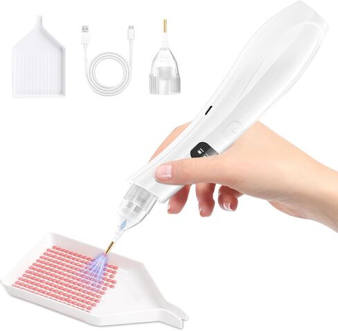Electric Diamond Painting Pen, Diamond Art Pen Kits for Adults, Vacuum Diamond Painting Pen Kits, Diamond Art Accessories Tools, Diamond Painting Tool Storage Tray (1 Pcs White) in Saudi Arabia