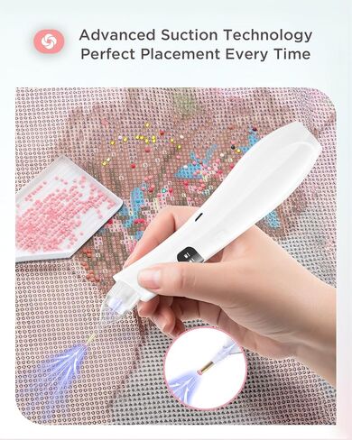 Electric Diamond Painting Pen, Diamond Art Pen Kits for Adults, Vacuum Diamond Painting Pen Kits, Diamond Art Accessories Tools, Diamond Painting Tool Storage Tray (1 Pcs White) in Saudi Arabia
