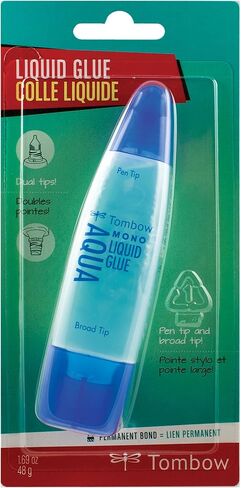 Tombow 52180 Mono Aqua Liquid Glue ، 1.69 أونصة ، حزمة واحدة. موزع نصيحة مزدوج لدقة لتغطية التغطية الكاملة التي تجف واضحا in Kuwait