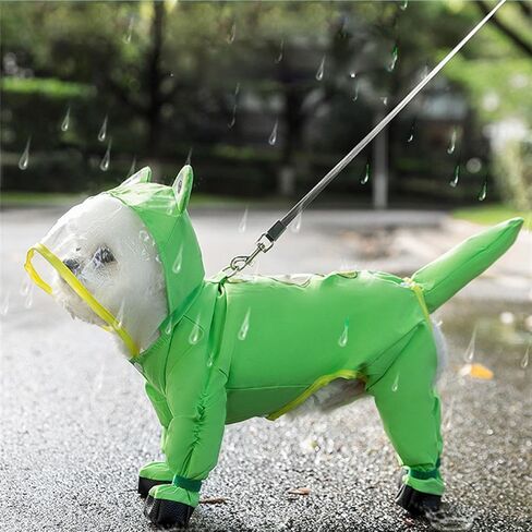 Dog Raincoat with Boots,Waterproof Dog Raincoats with Hood for Small Medium Large Dogs,Raincoat with Leash Ring (Green Frog, Small) in Kuwait