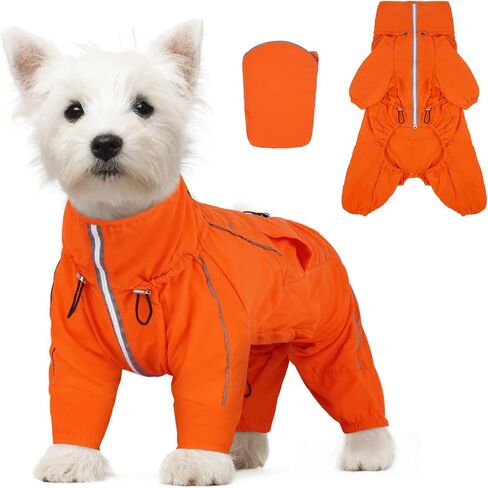 Dora Bridal Windproof Dog Jacket, Lightweight Water Resistant Dog Rain Coat, Adjustable Four-Legged Reflective Dogs Raincoat, Anti-Static Dogs Windbreaker for Hiking Waking(Orange, L) in Saudi Arabia