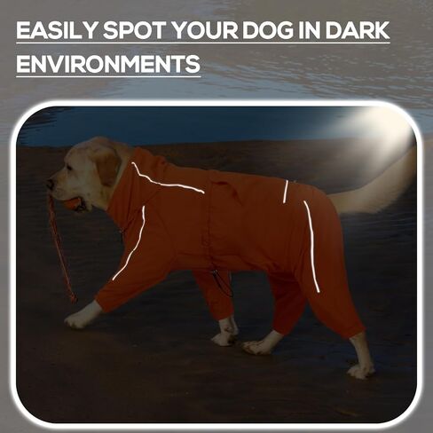 Dora Bridal Windproof Dog Jacket, Lightweight Water Resistant Dog Rain Coat, Adjustable Four-Legged Reflective Dogs Raincoat, Anti-Static Dogs Windbreaker for Hiking Waking(Orange, L) in Saudi Arabia