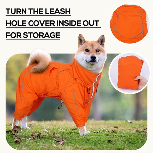 Dora Bridal Windproof Dog Jacket, Lightweight Water Resistant Dog Rain Coat, Adjustable Four-Legged Reflective Dogs Raincoat, Anti-Static Dogs Windbreaker for Hiking Waking(Orange, L) in Saudi Arabia