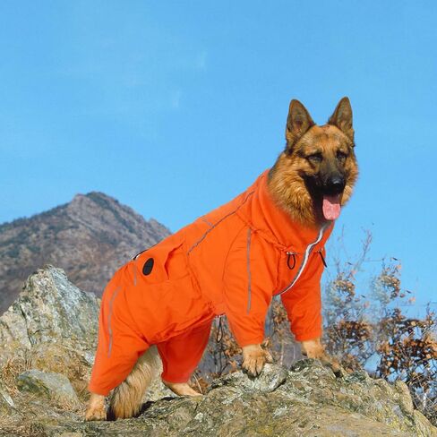 Dora Bridal Windproof Dog Jacket, Lightweight Water Resistant Dog Rain Coat, Adjustable Four-Legged Reflective Dogs Raincoat, Anti-Static Dogs Windbreaker for Hiking Waking(Orange, L) in Saudi Arabia