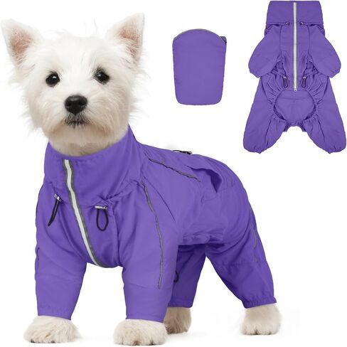 Dora Bridal Windproof Dog Jacket, Lightweight Water Resistant Dog Rain Coat, Adjustable Four-Legged Reflective Dogs Raincoat, Anti-Static Dogs Windbreaker for Hiking Waking(Orange, L) in Saudi Arabia