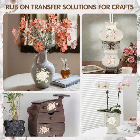 3 أوراق عتيقة فرك على التحويلات للحرف اليدوية ، وفرك على التحويلات لشارات الأثاث ، والخشب ، والزجاج ، والخزف ، والخردة ، والمجلات ، 12 * 6inch (الزهرة البرية) in Kuwait