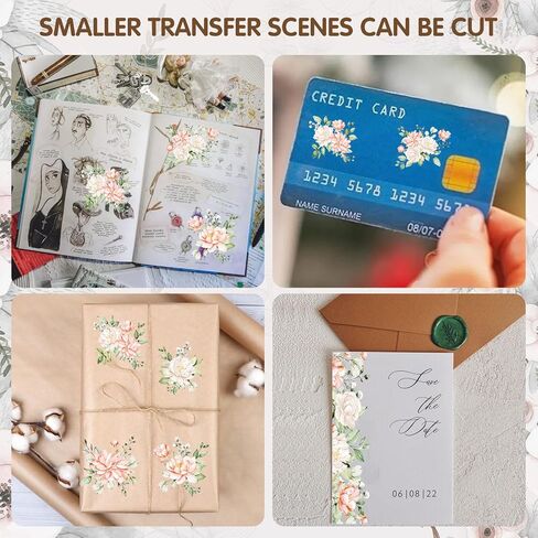 3 أوراق عتيقة فرك على التحويلات للحرف اليدوية ، وفرك على التحويلات لشارات الأثاث ، والخشب ، والزجاج ، والخزف ، والخردة ، والمجلات ، 12 * 6inch (الزهرة البرية) in Kuwait