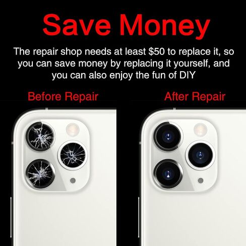 2PCS ASDAWN Back Camera Lens Glass Replacement for iPhone 11 6.1 Inches with Pre-Installed Adhesive, Rear Camera Lens Glass Replacement with Installation Manual + Repair Tool Set in Kuwait