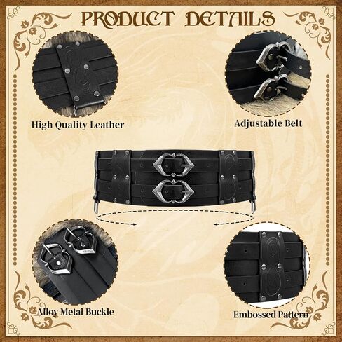 Viking Embossed Waist Armor, Medieval Viking Wide Belt, Norse Faux Leather Armor Knight Corset Belt for LARP Halloween Costume in Saudi Arabia