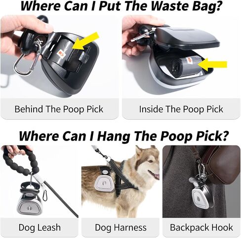 2-in-1 Dog Leash & Pooper Scooper Set - Heavy Duty Dog Leash with Comfortable Padded Handle, Portable Waste Bag Dispenser Scooper for Small Medium Large Dogs, Hands-Free Walking & Easy Clean Up in Saudi Arabia