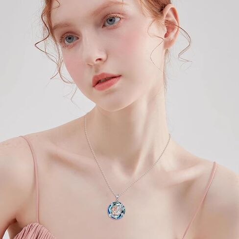 KQF Penguin/Mermaid/Hummingbird/Dragonfly/Phoenix/Horse/Cat/Dog/Elephant Netlace for Women Sterling Silver Crystal Netlace Necklace Netlace Hompts for Women in Kuwait