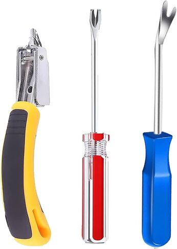 3PCS Heavy Duty Staple Remover Kit with Nail Puller, Tack Lifter Multi Tool for Upholstery, Flooring, Wooden Crates, Carpets, Walls, Construction Projects (Ergonomic Grip and Durable Steel) in Kuwait