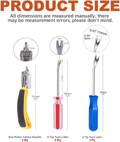3PCS Heavy Duty Staple Remover Kit with Nail Puller, Tack Lifter Multi Tool for Upholstery, Flooring, Wooden Crates, Carpets, Walls, Construction Projects (Ergonomic Grip and Durable Steel) in Kuwait