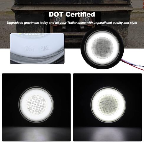 4" Round LED Tail Lights for Trailer Trucks RV Camper Van 64 LEDs Stop/Turn/Running Lights Halo 12V Waterproof IP67 with Rubber Grommet and 3 Prong Pigtails, 2Pcs in Kuwait