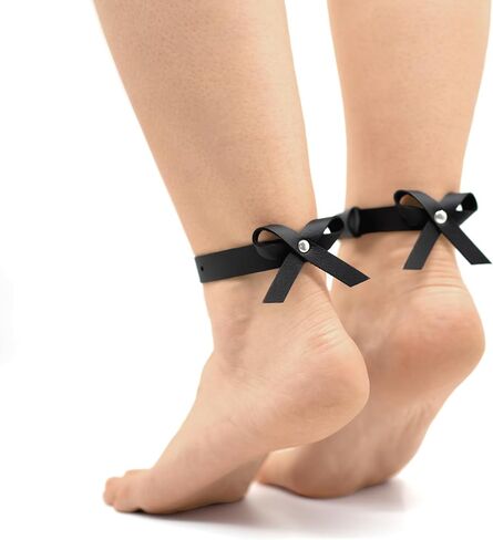 Cute Faux Leather Bow Anklet · Adjustable Ankle Harness · Romantic Gift for Women in Saudi Arabia
