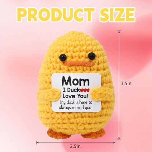 Warm Mothers Day Birthday Gifts-I Duck Love You Mom,Handmade Inspirational Positive Emotional Crochet Knitted Cute Duck Unique Present for Female Women Mothers in Law (Yellow1) in Saudi Arabia