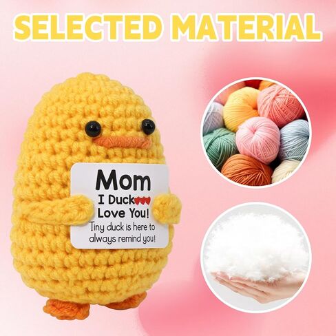Warm Mothers Day Birthday Gifts-I Duck Love You Mom,Handmade Inspirational Positive Emotional Crochet Knitted Cute Duck Unique Present for Female Women Mothers in Law (Yellow1) in Saudi Arabia