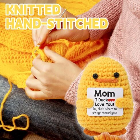 Warm Mothers Day Birthday Gifts-I Duck Love You Mom,Handmade Inspirational Positive Emotional Crochet Knitted Cute Duck Unique Present for Female Women Mothers in Law (Yellow1) in Saudi Arabia