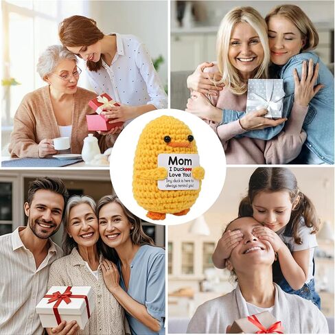 Warm Mothers Day Birthday Gifts-I Duck Love You Mom,Handmade Inspirational Positive Emotional Crochet Knitted Cute Duck Unique Present for Female Women Mothers in Law (Yellow1) in Saudi Arabia