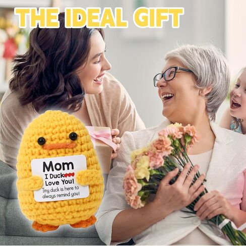 Warm Mothers Day Birthday Gifts-I Duck Love You Mom,Handmade Inspirational Positive Emotional Crochet Knitted Cute Duck Unique Present for Female Women Mothers in Law (Yellow1) in Saudi Arabia