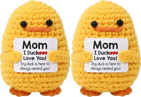 Warm Mothers Day Birthday Gifts-I Duck Love You Mom,Handmade Inspirational Positive Emotional Crochet Knitted Cute Duck Unique Present for Female Women Mothers in Law (Yellow1) in Saudi Arabia