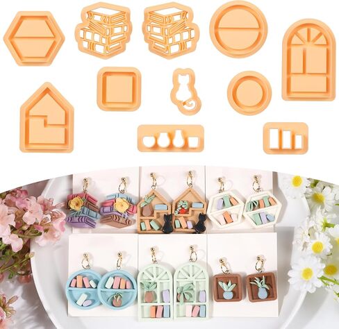Puocaon Dessert Polymer Clay Cutters - 10 Pcs Clay Cutters for Polymer Clay Jewelry, Cute Bread Shape Clay Cutters for Earrings,Croissant Polymer Clay Cutters for Jewelry, Bakery Clay Earring Cutters in Saudi Arabia