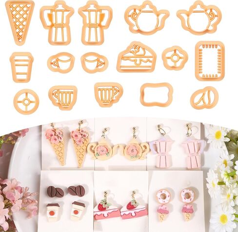 Puocaon Dessert Polymer Clay Cutters - 10 Pcs Clay Cutters for Polymer Clay Jewelry, Cute Bread Shape Clay Cutters for Earrings,Croissant Polymer Clay Cutters for Jewelry, Bakery Clay Earring Cutters in Kuwait