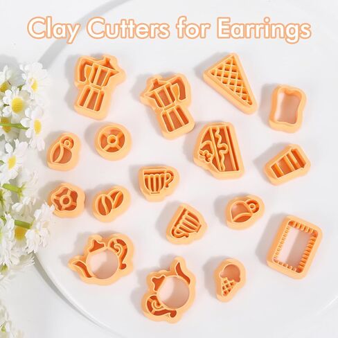 Puocaon Dessert Polymer Clay Cutters - 10 Pcs Clay Cutters for Polymer Clay Jewelry, Cute Bread Shape Clay Cutters for Earrings,Croissant Polymer Clay Cutters for Jewelry, Bakery Clay Earring Cutters in Kuwait