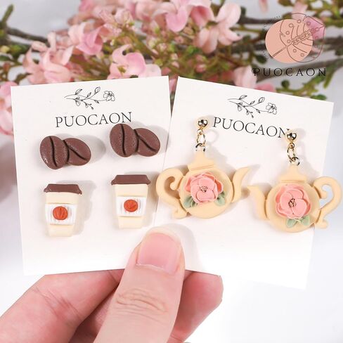Puocaon Dessert Polymer Clay Cutters - 10 Pcs Clay Cutters for Polymer Clay Jewelry, Cute Bread Shape Clay Cutters for Earrings,Croissant Polymer Clay Cutters for Jewelry, Bakery Clay Earring Cutters in Kuwait