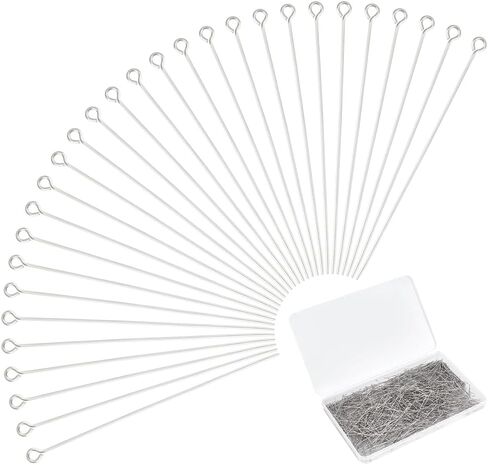 UNICRAFTALE 1000Pcs Open Eye Pin 304 Stainless Steel Eye Pins 30mm Long Metal Flat Head Pins Metal Head Pins Hole 2mm for Earring Bracelet Pendant Necklace Jewelry Making in Saudi Arabia
