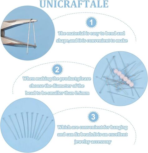 UNICRAFTALE 1000Pcs Open Eye Pin 304 Stainless Steel Eye Pins 30mm Long Metal Flat Head Pins Metal Head Pins Hole 2mm for Earring Bracelet Pendant Necklace Jewelry Making in Saudi Arabia