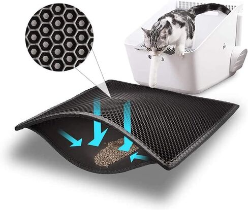 Small Cat Litter Box Mat: Easy Clean Cat Litter Mat for Floor, Cute Cat Litter Trapping Mat (15x24 Inch Grey) in Saudi Arabia