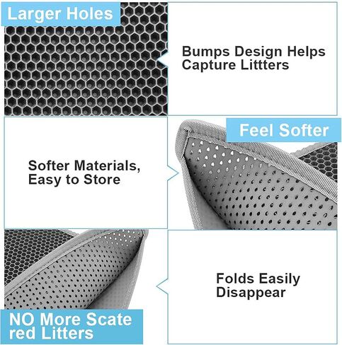 Small Cat Litter Box Mat: Easy Clean Cat Litter Mat for Floor, Cute Cat Litter Trapping Mat (15x24 Inch Grey) in Saudi Arabia