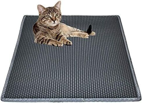 Small Cat Litter Box Mat: Easy Clean Cat Litter Mat for Floor, Cute Cat Litter Trapping Mat (15x24 Inch Grey) in Saudi Arabia