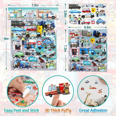 Large and Small Puffy Animal Stickers – 3D Realistic Wildlife Safari,Jungle,Woodland,and Zoo Theme Bulk Puff Stickers for Toddlers Kids Boy and Children, 8 Sheets Animal Foam Sticker Pad in Saudi Arabia