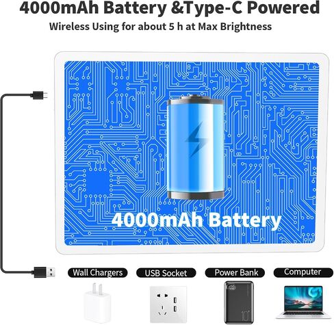 Elice Rechargeable A4 Light Pad with Carry Bag, Magnetic LED Light Board with Physical Button, Super Bright Diamond Art Light Pad, Ultra-Thin Light Box for Tracing, Weeding, Diamond Painting -White in Saudi Arabia