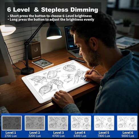 Elice Rechargeable A4 Light Pad with Carry Bag, Magnetic LED Light Board with Physical Button, Super Bright Diamond Art Light Pad, Ultra-Thin Light Box for Tracing, Weeding, Diamond Painting -White in Saudi Arabia