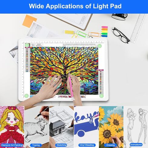 Elice Rechargeable A4 Light Pad with Carry Bag, Magnetic LED Light Board with Physical Button, Super Bright Diamond Art Light Pad, Ultra-Thin Light Box for Tracing, Weeding, Diamond Painting -White in Saudi Arabia