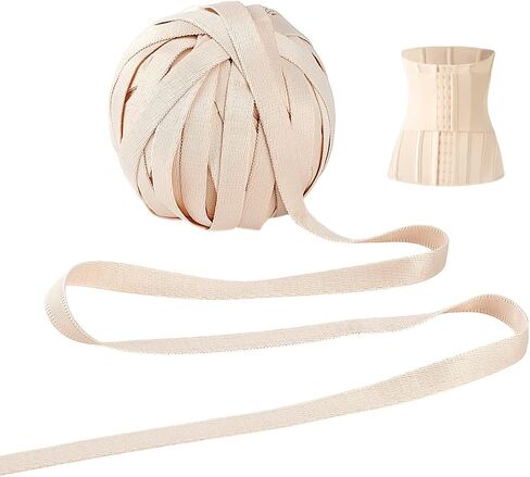 PH PandaHall 22 Yards Underwire Channeling Tape Corset Boning Fabric Covered Boning for Corset Busk Bra Making Corset Webbing Strips Hollow Ribbon for Sewing Handicrafts 3/8" Wide, Nude in Kuwait