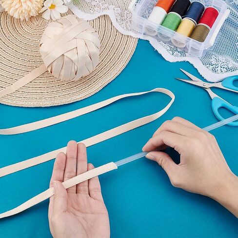 PH PandaHall 22 Yards Underwire Channeling Tape Corset Boning Fabric Covered Boning for Corset Busk Bra Making Corset Webbing Strips Hollow Ribbon for Sewing Handicrafts 3/8" Wide, Nude in Kuwait