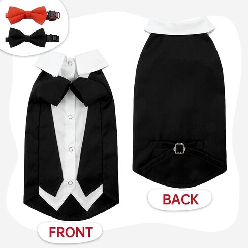 QBLEEV Cat Tuxedo Suit, Sphynx Cat Suit for Cat with Two Bow Tie, Cat Tuxedo Outfit for Birthday Photo Shoot, Formal Onesie Attire Wedding Costumes for Kitten, Male Cat Clothes for Hairless Cats Only in Saudi Arabia