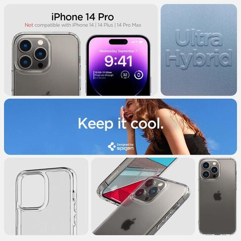 Spigen Ultra Hybrid Designed for iPhone 14 Pro Case (2022) [Anti-Yellowing], [Military-Grade Protection] - Abyss Green in Kuwait