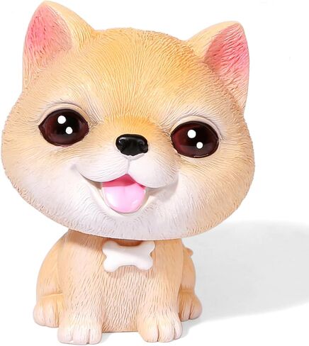 Bobble Head Dogs, Resin Car Dashboard Puppy Ornament, Mini Shaking Head Dogs, Nodding Doggy Figures for Car Home Office Desk Decoration(Shiba Inu) in Saudi Arabia