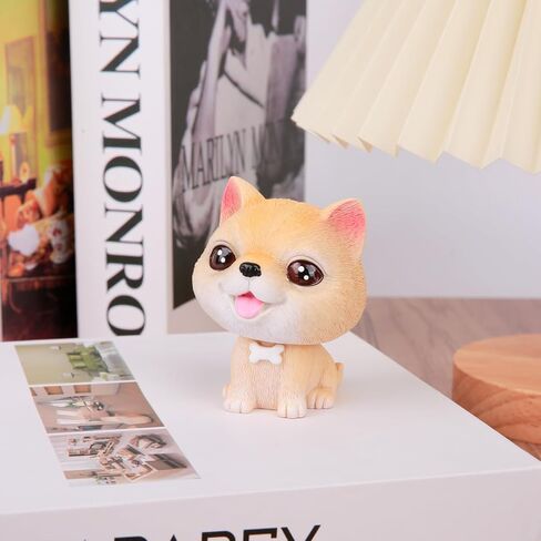 Bobble Head Dogs, Resin Car Dashboard Puppy Ornament, Mini Shaking Head Dogs, Nodding Doggy Figures for Car Home Office Desk Decoration(Shiba Inu) in Saudi Arabia