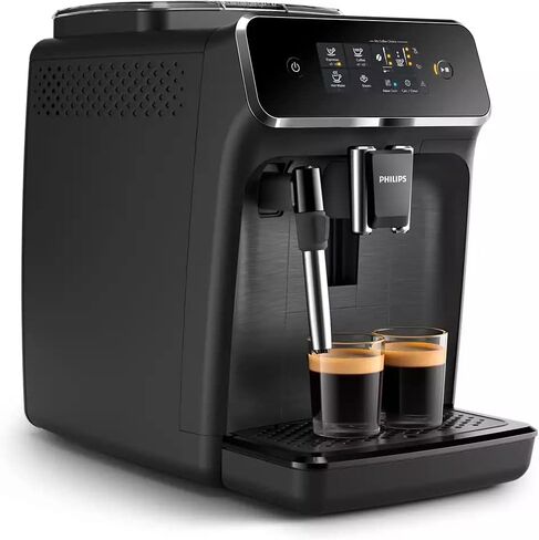 PHILIPS 2200 Series Fully Automatic Espresso Machine, Classic Milk Frother, 2 Coffee Varieties, Intuitive Touch Display, 100% Ceramic Grinder, AquaClean Filter, Aroma Seal, Black (EP2220/14) in Saudi Arabia