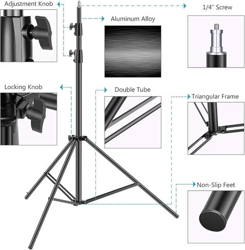 Neewer Heavy Duty Light Stand 10 Feet/3 Meters Adjustable Spring Cushioned Metal Photography Tripod Stand for Photo Studio Softbox, Flash Monolight, Ring Light and Other Photographic Equipment(Black) in Saudi Arabia