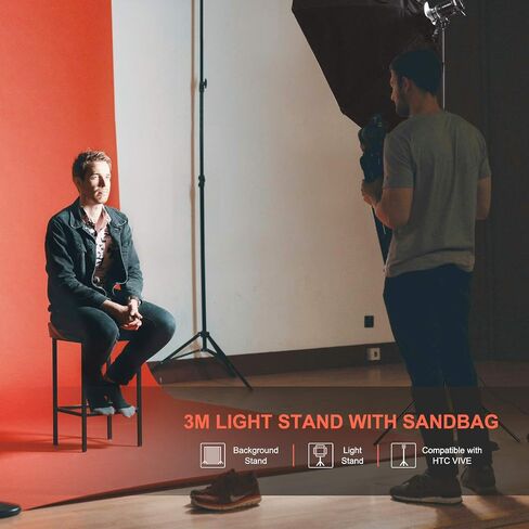 Neewer Heavy Duty Light Stand 10 Feet/3 Meters Adjustable Spring Cushioned Metal Photography Tripod Stand for Photo Studio Softbox, Flash Monolight, Ring Light and Other Photographic Equipment(Black) in Saudi Arabia