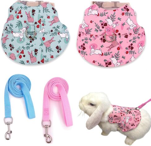 2Pcs Rabbit Harness and Leash Set Soft Adjustable Clothes for Bunny Guinea Pigs Chinchillas Small Pets Walking Harness Small Rabbits Outdoor Camping Hiking Training (M) in Saudi Arabia